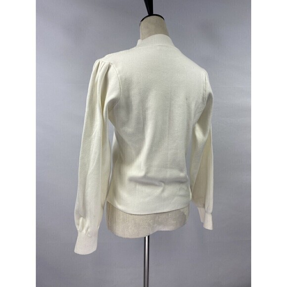 MNG Mango Mock Neck Sweater Cream Size Medium Puff Shoulder Tags Attached - Picture 2 of 8